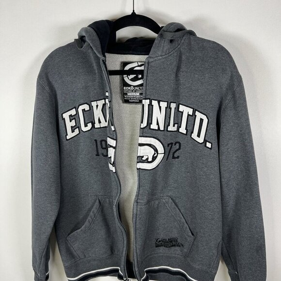 Vintage Ecko Unltd Zip Up Grey Medium Graffiti Skater Y2K Streetwear Jnco Jnyx - Picture 7 of 10